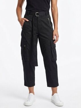 NWT Ann Demeulemeester Belted Cotton Cargo Pants Utility Crop Sz 46